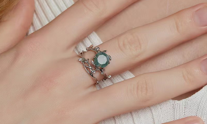 moss agate ring